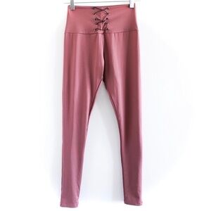 NWT Pretty Little Thing corset lace-up leggings sexy hi-rise high waisted mauve